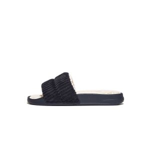 fitflop iqushion fleece lined corduroy slides navy 1
