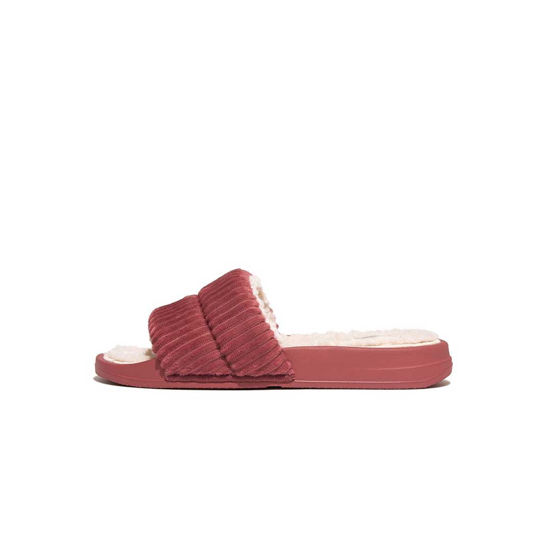fitflop iqushion fleece lined corduroy slides red 6