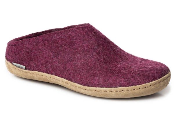 glerups leather sole slip-ons cranberry 1