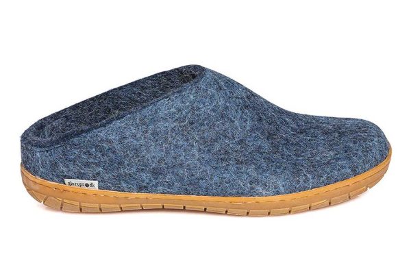 Chaussons Glerups à semelle en caoutchouc naturel denim 1